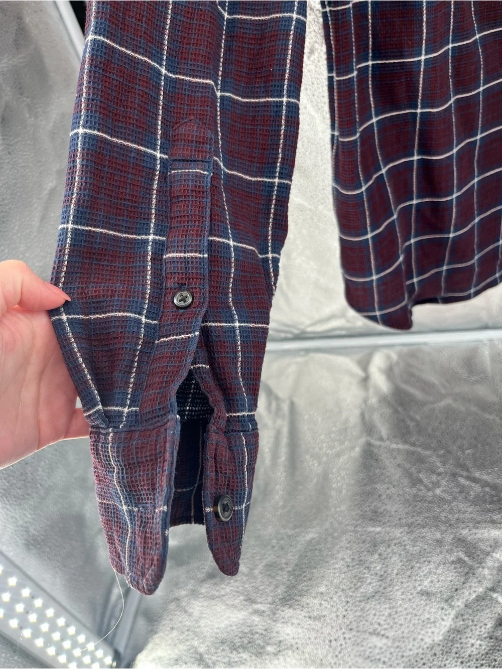 J.Crew Men's Waffle Knit Plaid Button Down Long Sleeve Shirt 100%Cotton Medium